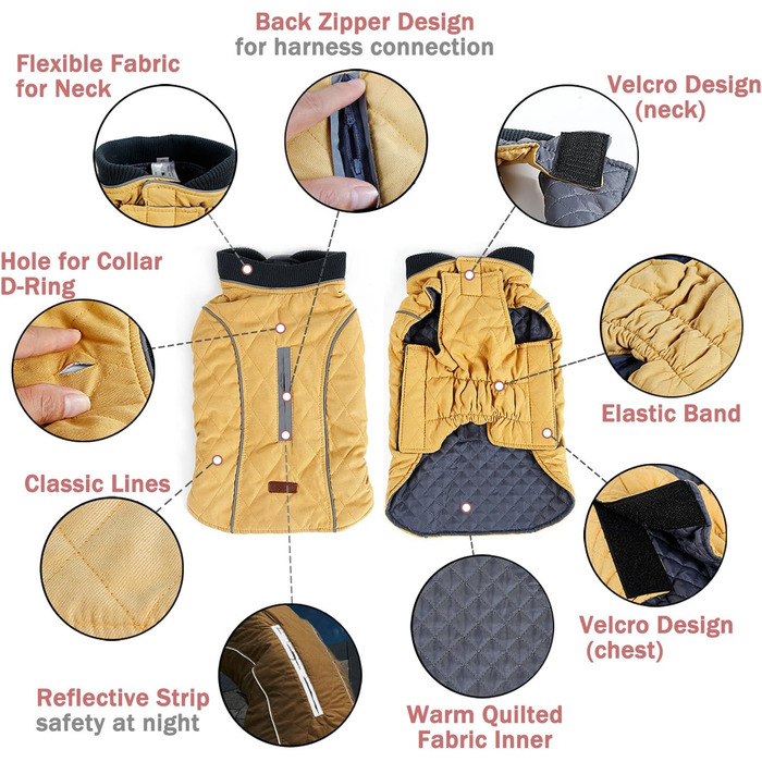 TFENG Тепла куртка для собак з відбиваючими елементами, розмір M, зелена