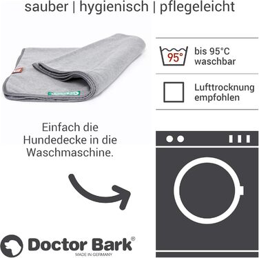 Doctor Bark м'яка флісова ковдра для собак, гіпоалергенна, пральна до 95°C, для дивану та лежака, 100x70 см, світло-сіра, Німеччина
