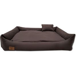 Ліжко для собак Одолплюс XXL - велике собаче ліжко, подушка для собак, собаче диванче з двостороннім матрацом | Знімний та пральний чохол (Коричневий)