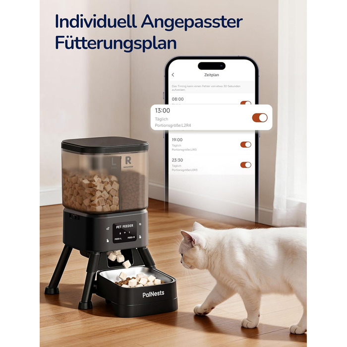Автоматичний годівник для котів PalNests 4L з Wi-Fi, програмований таймер, керування через додаток, для котів та собак