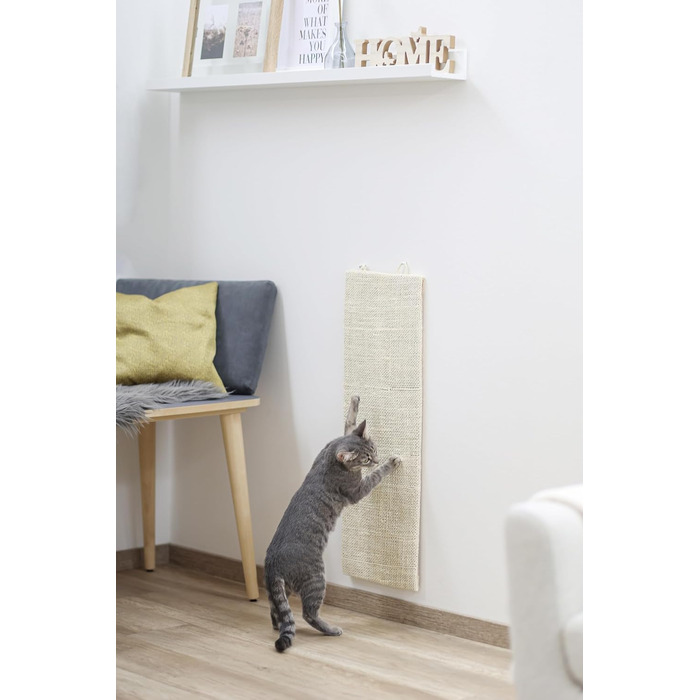 Кігтеточка для котів KERBL Kevin, настінна, 80x28 см, дерево та сизаль, бежева