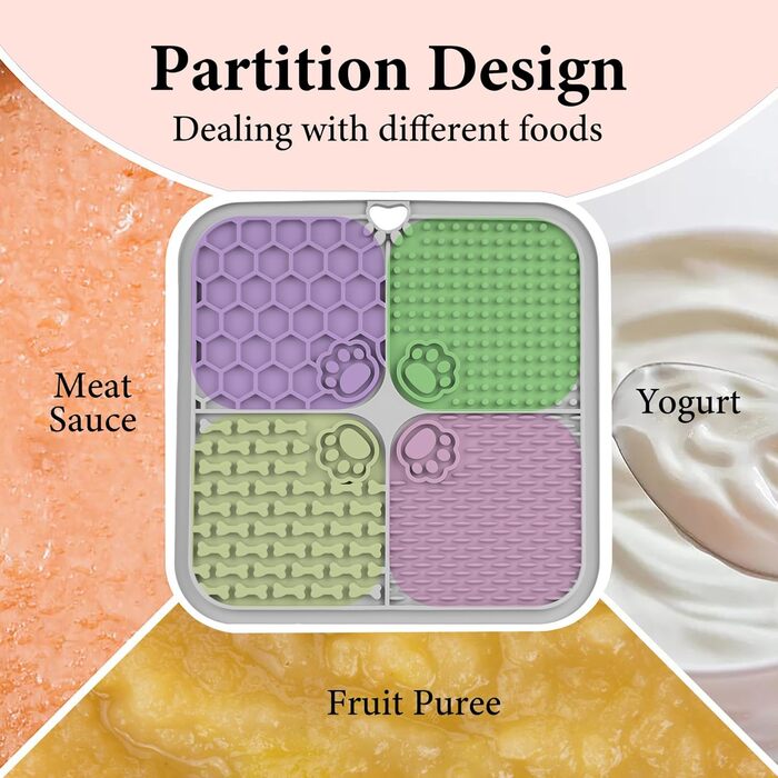 Килимок для годування собак, котів, цуценят: повільне годування, тренування, миска-лежанка з присосками