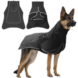 Водонепроникний дощовик для собак, регульована куртка для великих та середніх собак, дощовик з кліпсою, теплий водонепроникний костюм для Лабрадора, Хаскі (Чорний XXL)