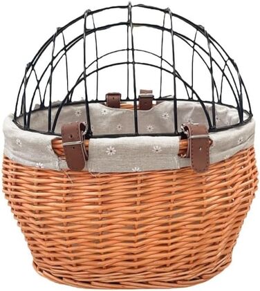 Кошик для велосипеда для собак з ротангу, 56 x 36 см, з металевою сіткою - кошик для тварин на багажник велосипеда
