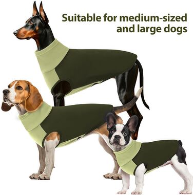 Пуловер для великих собак з флісу, ультрам'який, без рукавів, з високим коміром (M, обхват грудей: 42 см, зелений)