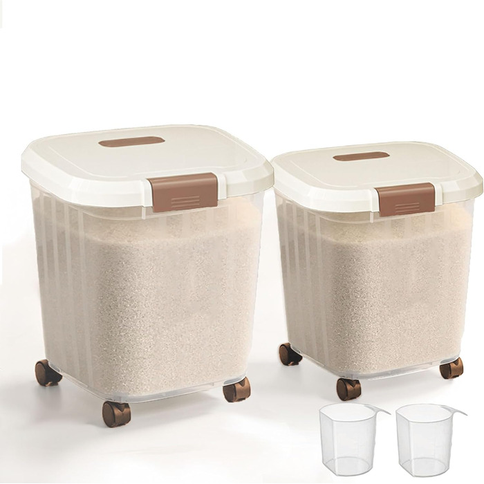 Контейнер для зберігання корму для собак RUIAN, 15/25 кг, на колесах, з ложкою (2 шт.)