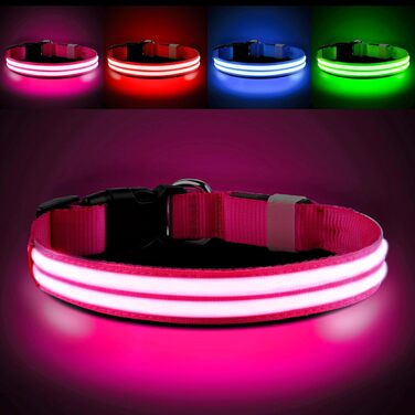 Світлодіодне нашийник для собак PcEoTllar, водонепроникний, 3 режими світіння, для малих, середніх та великих собак, зелений (рожевий)