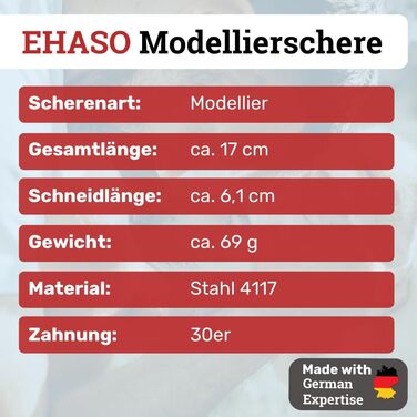 Моделююча ножиці EHASO, нержавіюча сталь, 17 см, 30 зубців