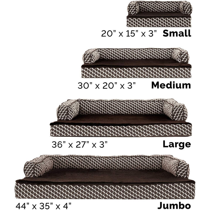 Ліжко для собак та котів FurHaven, плюшеве, стилізоване під диван, з охолоджуючим гелевим шаром, знімний чохол, колір коричневий діамант, розмір S