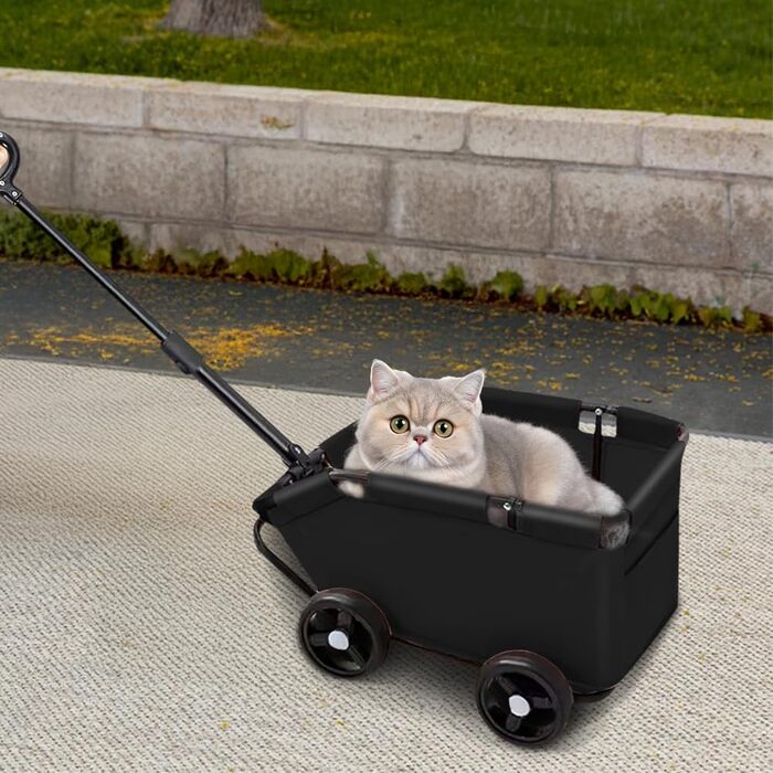 Візок для собак Homewell: складаний, багатофункціональний, з висувним ручками (чорний)