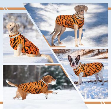 Теплий водонепроникний жилет для собак з інтегрованим шлейкою та світловідбиваючими елементами - зимовий костюм для собак, оранжевий, розмір M