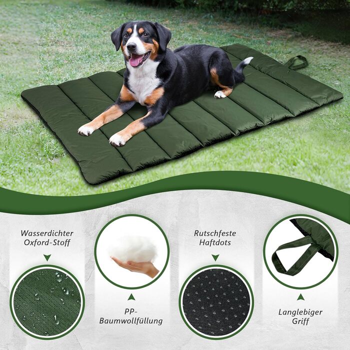Водонепроникний килимок для собак Lohofrnny 110x68 см, товстий, м'який, з можливістю прання, для подорожей, кемпінгу та відпочинку на природі (оливковий)