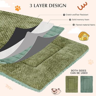 Лежанка для собак, миється, пухнаста, м'яка та тепла лежанка для собак маленьких, середніх та великих порід XZ016 (Зелений, L 75 x B 50 x H 4 см)