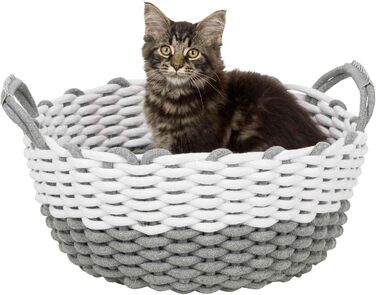 Корзина для тварин Trixie Nabou, плетена, діаметр 45 см, сіра/біла
