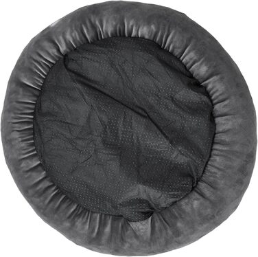 Кругла лежанка для собак та котів з капюшоном, розмір M, сіра, 60 x 60 x 19 см, м'яка, з антиковзною основою, самонагріваюча, для заспокоєння, миється