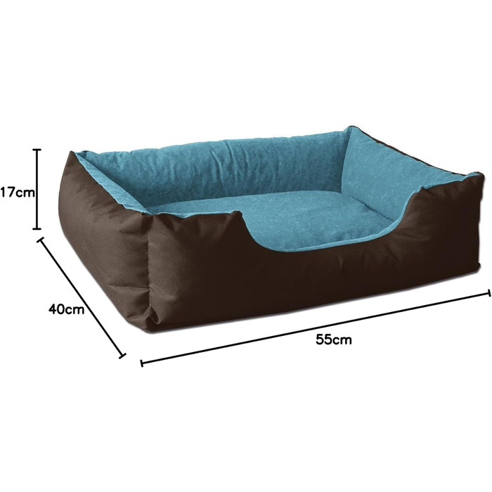 Лягушковий лежак для собак BedDog LUPI, м'який лежак-кошик для собак, знімний та пральний чохол, для маленьких собак, S, коричнево-блакитний MOUNTAIN-BLUE, 50 x 35 x 17 см