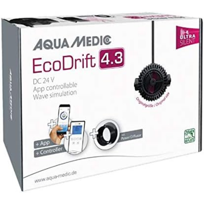 Помпа течії Aqua Medic EcoDrift 4.3 Ultra Silent з контролером і керуванням через додаток, безшумна, для акваріума