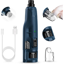 Електричний точилка для кігтів собак та котів Casfuy - 6 режимів, 45 dB, з LED-підсвічуванням, для великих, середніх та маленьких тварин, з захистом від пилу, блакитний