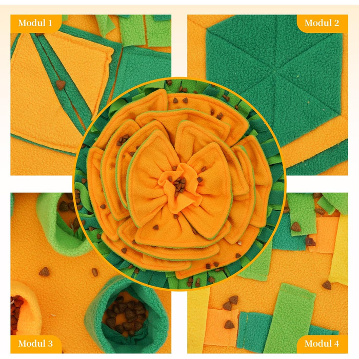 Килимок-нюхалка для собак HDOELGP, 70x70 см, оранжевий. Інтерактивна іграшка для собак, розвиває інстинкт пошуку їжі, легко миється. Підходить для малих та великих собак.