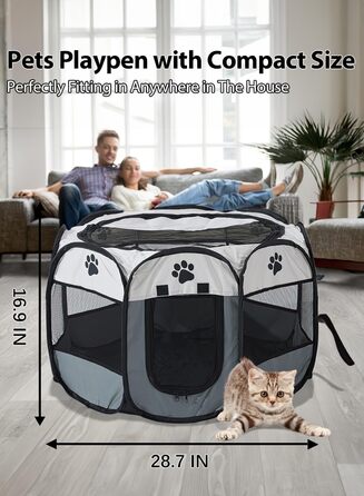 Клітка-забіг для цуценят SAN LIKE 73x73x43 см, портативна клітка для собак, котів, кроликів, для дому та вулиці