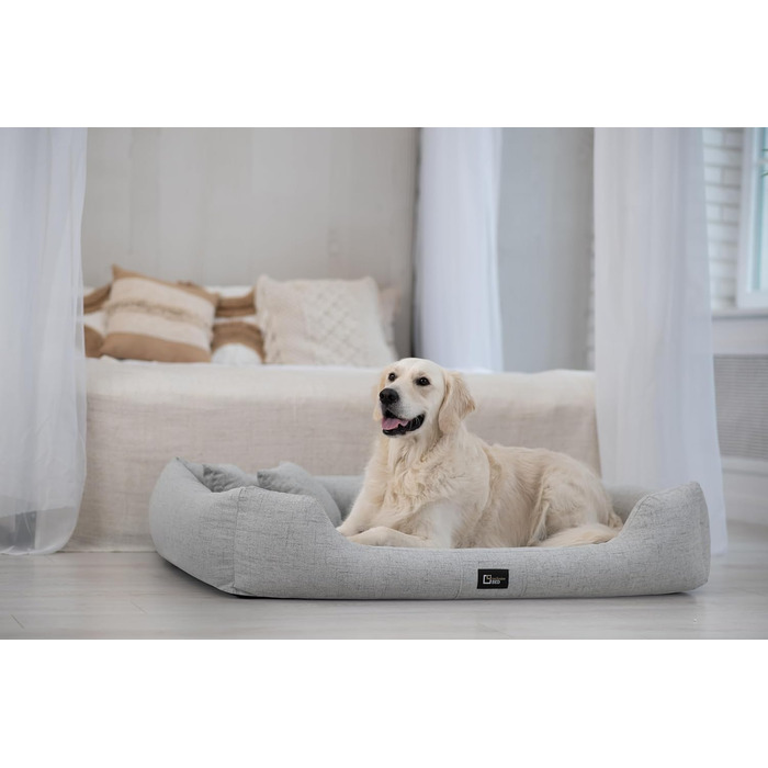 Ортопедичне ліжко для собак Bruno Grosse, середнього та малого розміру - подушка для собак, килимок для собак з тканини Aura - піна з пам'яті, м'яка, довговічна, стійка до зношування та розривів (XXL, світло-сірий)