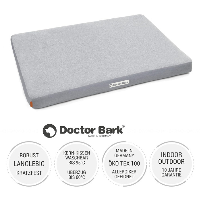 Ортопедичний лежак для собак Doctor Bark з флісовою поверхнею, великий розмір (L - 100x70 см), світло-сірий
