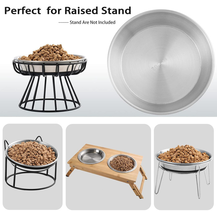 Набори мисок для котів з нержавіючої сталі, антислизькі, плоскі, для корму та води, 3 шт. (2 шт. в упаковці)