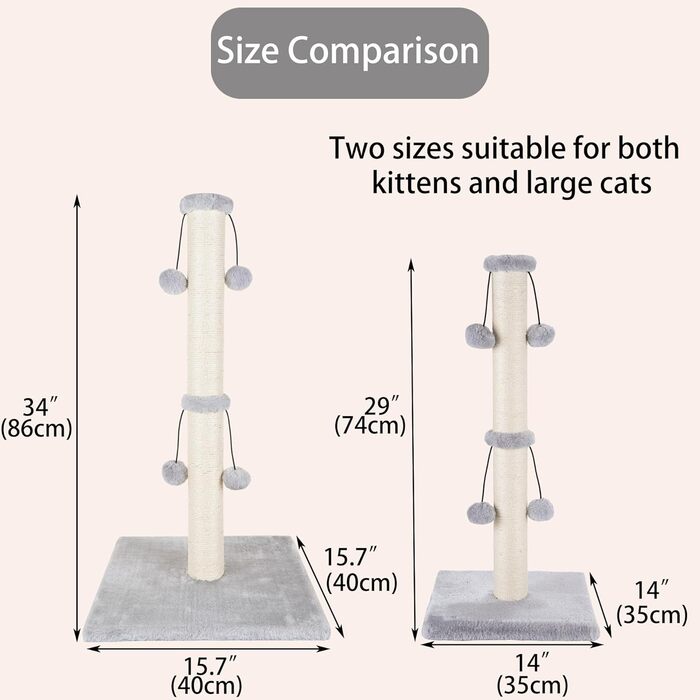 Дім-кігтеточка для великих котів Dimaka, 86 см, з іграшкою, сірий колір