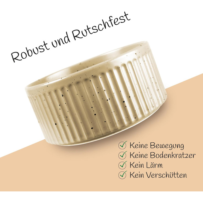 Набір мисок для собак з кераміки (2 шт) об'ємом 400 мл. Миски для маленьких та великих собак з антиковзною основою, придатні для миття в посудомийній машині. Бежевий колір.