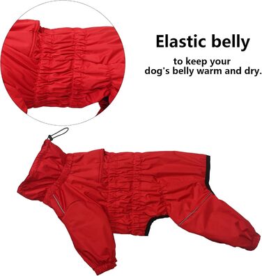 Зимовий костюм для собак з ніжками, водонепроникний, з флісовою підкладкою, вітростійкий, світловідбиваючий, для маленьких та середніх собак (L, червоний)