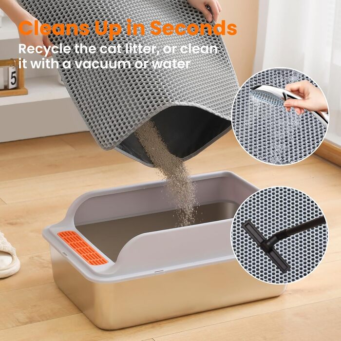 Килимок для котячого туалету Petinstinct, 116x66 см, XXL, сірий