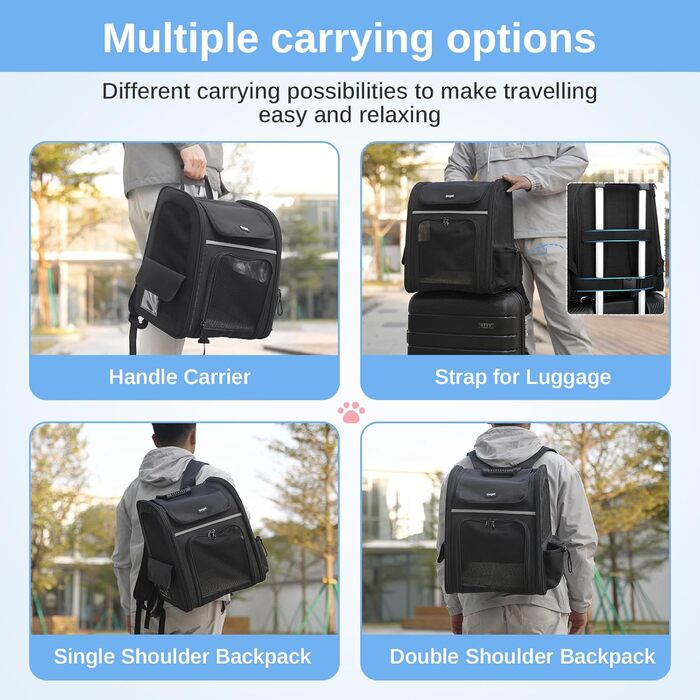 Рюкзак для кота та собаки Dogat: зручний, дихаючий, розкладний, з сіткою, чорний