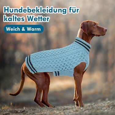 Теплий в'язаний пуловер для собак з коміром-стійкою, блакитний, 3XL XXXL | Підходить для великих собак: Лабрадор, Боксер