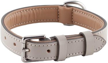 Стійкий нашийник для собак Brute Strength з натуральної шкіри, світло-сірий, розмір M (36-43 см)
