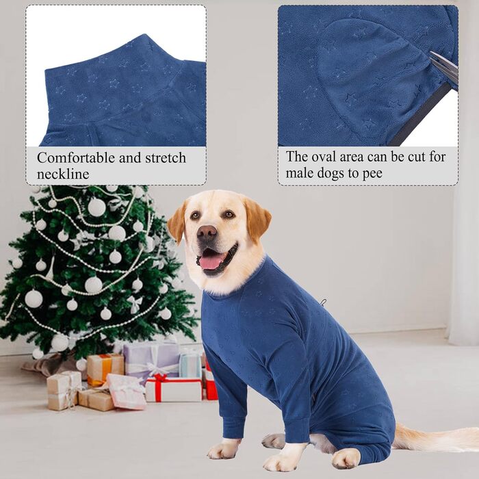 Теплий зимовий костюм для собак: флісовий пуловер з ніжками, халат, куртка для великих та середніх собак, 7XL, колір морський