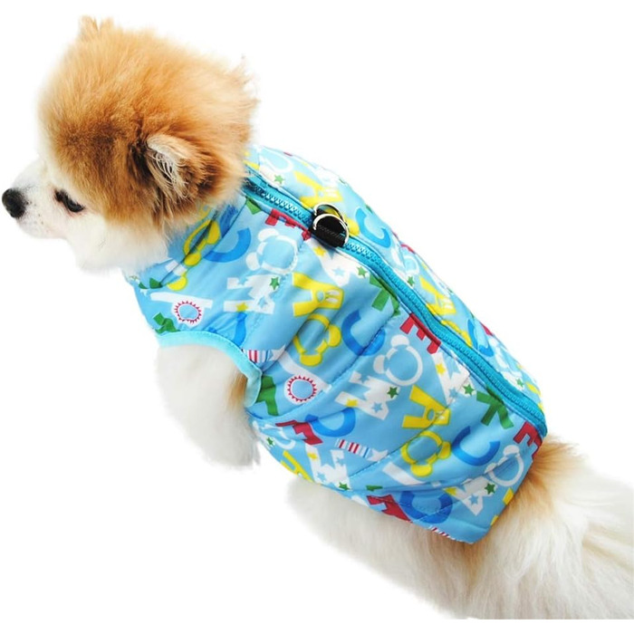 Зимовий теплий накид для собак Doubleer: водонепроникний, вітронепроникний, з блискавкою. XS, S, M, L. Колір: світло-блакитний.