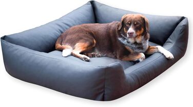 4L Textil Hundebett Mario: Квіткове ліжко для собак з штучної шкіри, 100x70 см, Графіт