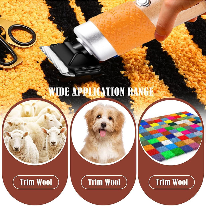 Електричний тепихарський ножик з регулюванням глибини зрізу, машинка для стрижки собак, 6 швидкостей, для тварин та килимів (Помаранчевий)