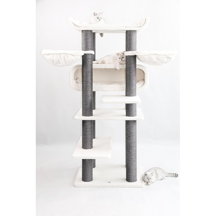 Дряпак для котів Petrebels Maine Coon XXL, 190 см, дизайн для великих котів, сизаль, колір Off-White