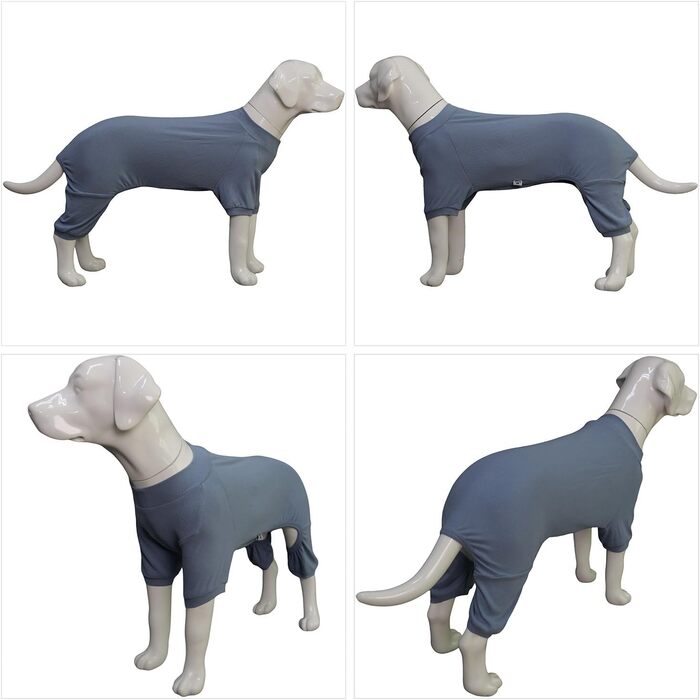 Піжама для собак Lovelonglong, бавовна, трикотаж, 4 лапи, для всіх сезонів, теплий боді для великих, середніх та маленьких собак, колір кава, розмір L (XL для середніх собак), сіро-блакитний