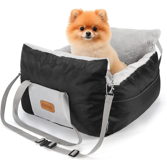 Автокрісло для собак Nobleza - зручне ліжко для маленьких собак, з кишенями та змінним подушкою, 58x56x33 см, бавовна, плюш, пластик/метал