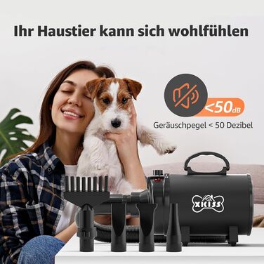 XKISS Професійний набір для догляду за собаками: машинка для стрижки шерсті, фен та пилосос для шерсті (чорний)