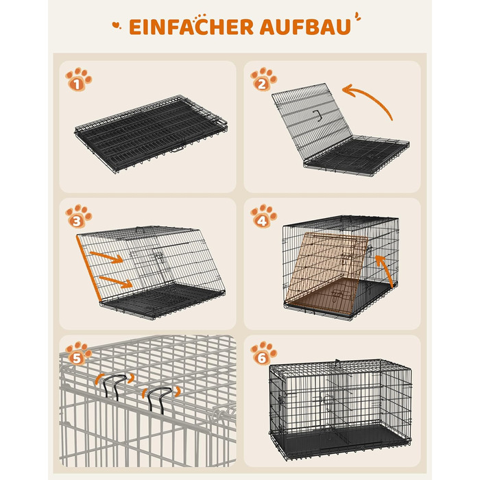 Yaheetech клітка для собак XL 107×60×66 см, складана, з перегородкою і 2 дверима, для дому і авто, з висувним піддоном, чорна