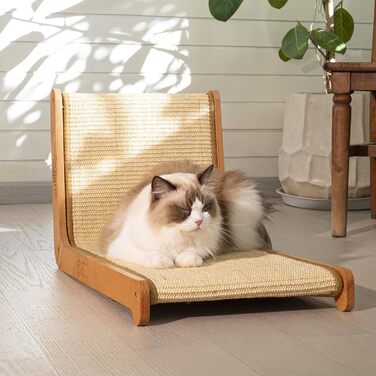 Котячий дряпак CheerPals L-подібний з сизалю - міцна конструкція з бука, 58x37x48 см