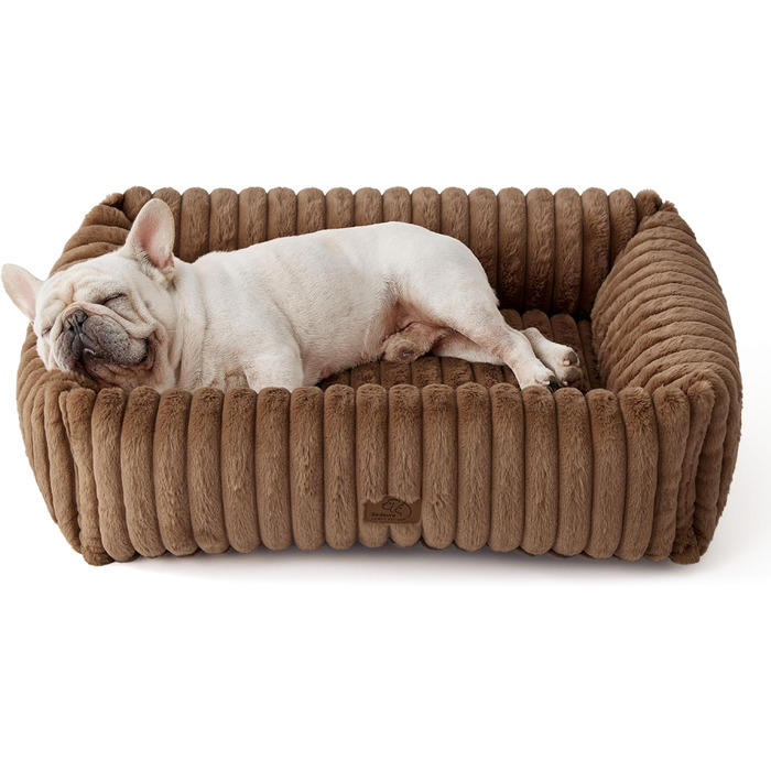 BEDSURE: Лежанка для собак великих порід - ортопедичний кошик з флісовим покриттям, 109x76x20 см, коричневий