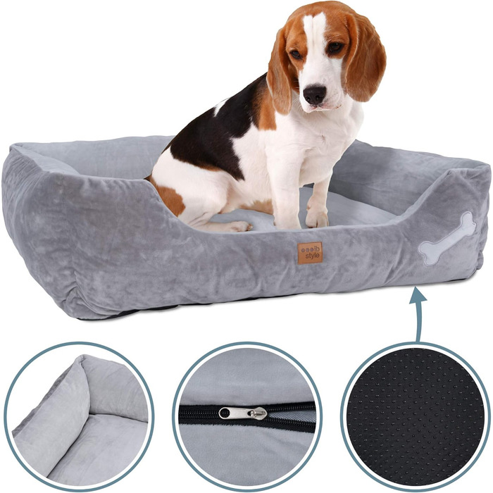 Крісло-ліжко для собак Buddy, середніх порід, сіре, 85x70 см, знімний чохол