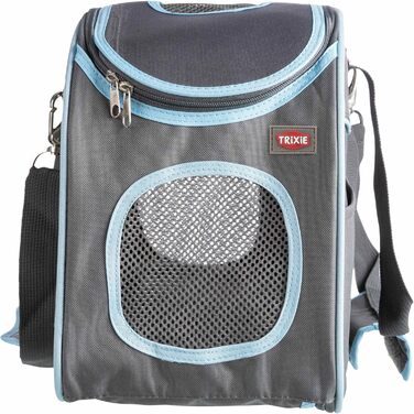 Тріксі Сумка для собак Альїсон - містка, з кріпленням для тележки, верхнє відкривання, ремінь на плече, вбудований поводок, м'яка підкладка, 20 x 29 x 43 см, до 8 кг, сіро-блакитна, 28856