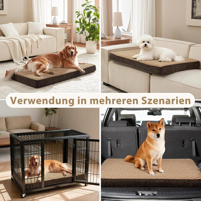 Ортопедичне ліжко для собак JOEJOY, маленьких порід, з м'якою підстилкою, неслизьке дно, 61x43x9 см (Колір: Коричневий)