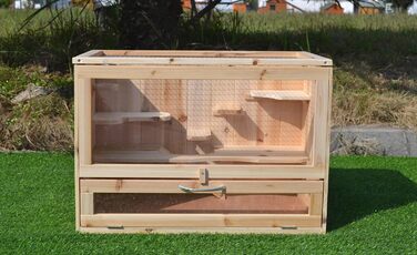 Клітка для дрібних тварин Mucola 60x35x42 см, 5-ярусна, дерев'яна, з відкидним верхом, для хом'яків, мишей