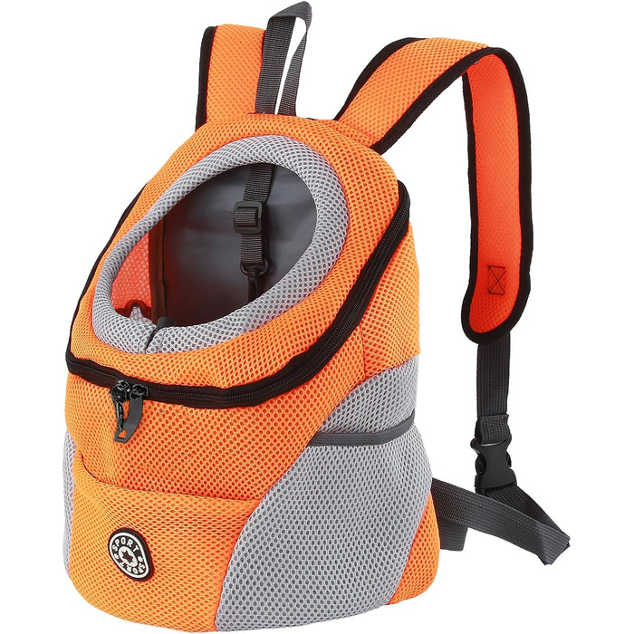 Шлейка-рюкзак для собак та котів, переноска для тварин, алюмінатор для дихання, водонепроникне дно, для подорожей та активного відпочинку (S, помаранчевий)